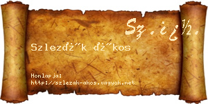 Szlezák Ákos névjegykártya